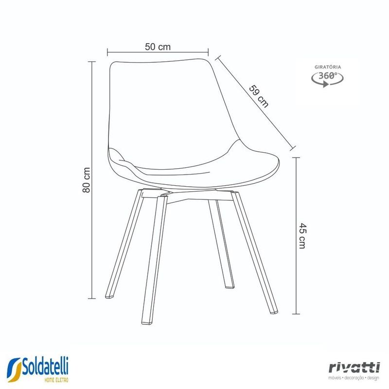 Kit 2 Cadeiras Talia Base Giratória PU Caramelo , Preto e Marrom
